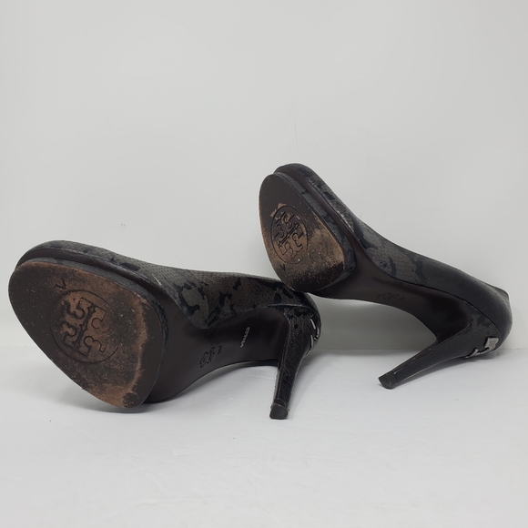 Tory Burch Jude Amazon Python Snake Print Leather Platform Pump Size 9 - Picture 5 of 8